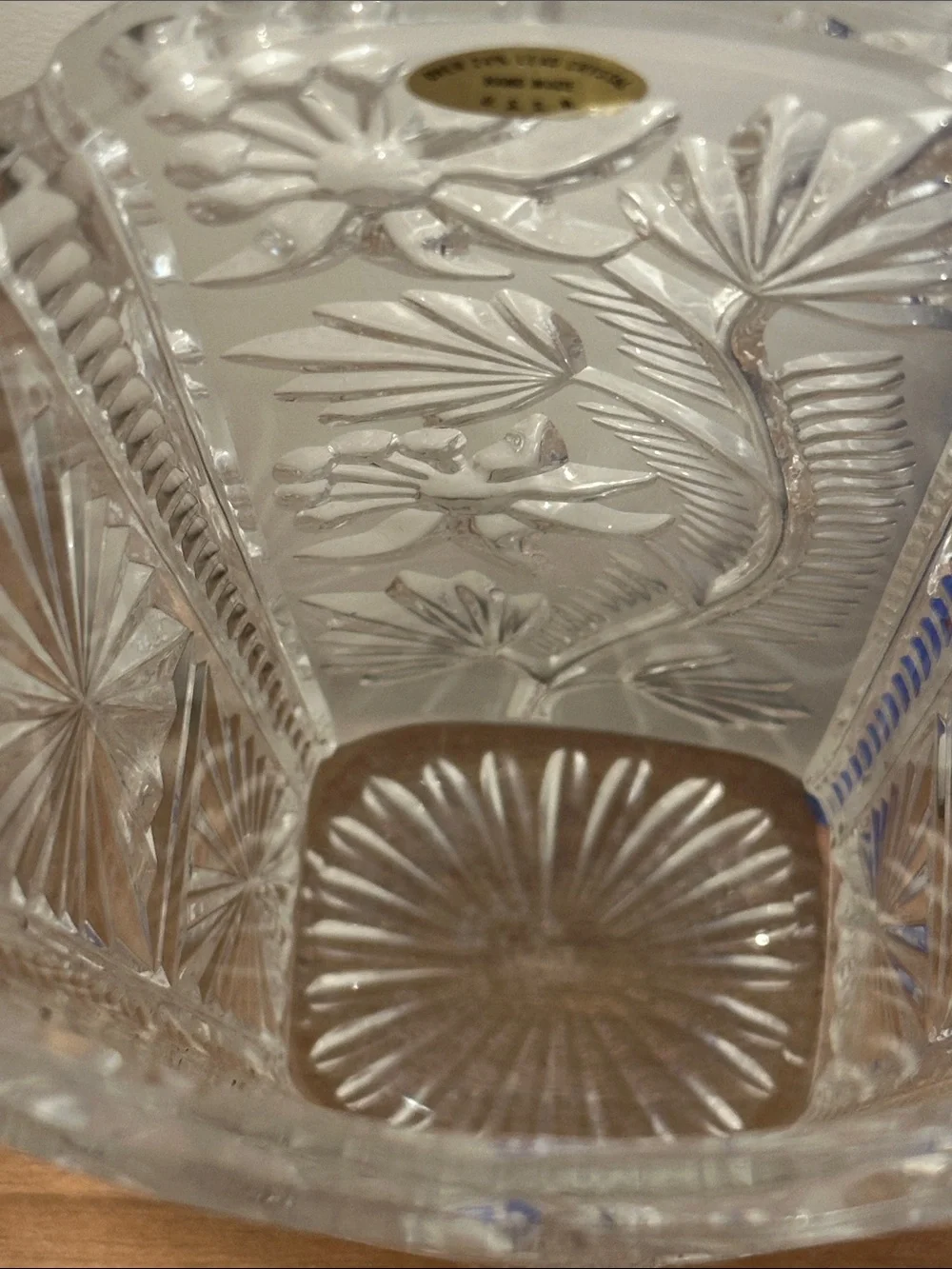 Vintage USSR 24% Lead Crystal Vase Cut Glass Elegant Botanical Floral Vase
